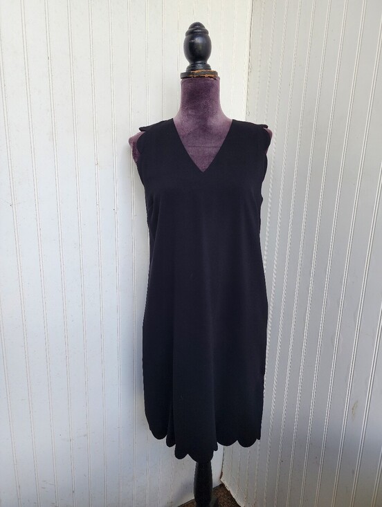 CeCe Dresses & Skirts - CeCe Women's Sheath Dress Scalloped Hem Lined Black Sleeveless Zip Back Sz 4